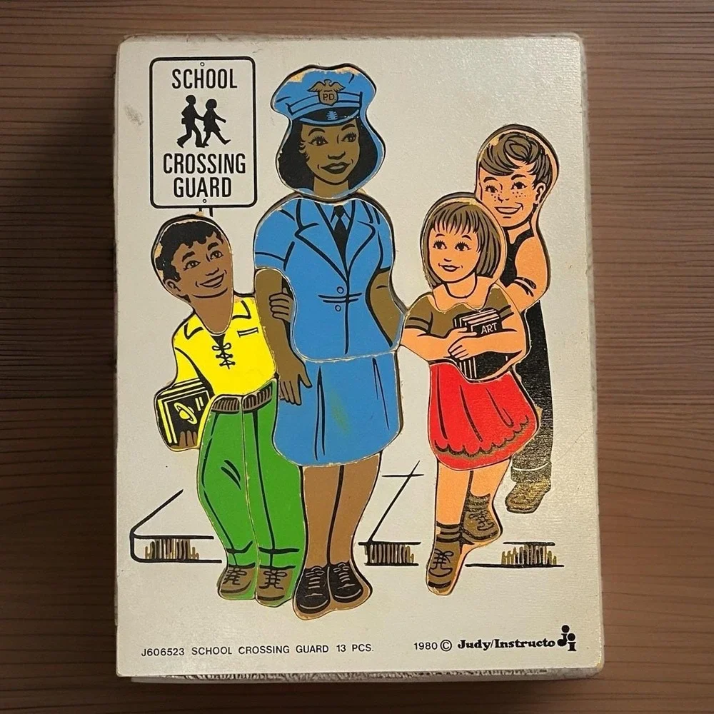 Vintage 1980 Judy Wooden Puzzle SCHOOL CROSSING GUARD #J606523 13pc Made in USA